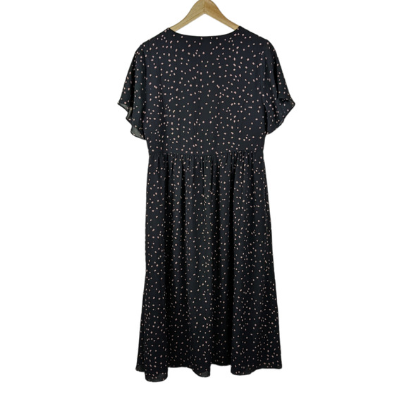Madewell Womens Dress 4 Confetti Toss Black Short Flutter Sleeve Button Up Midi - Picture 6 of 12